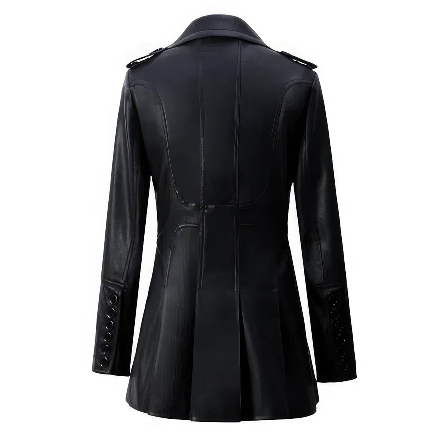 Genuine Sheepskin Double Breasted British Style Mid-Length Leather Trench Coat