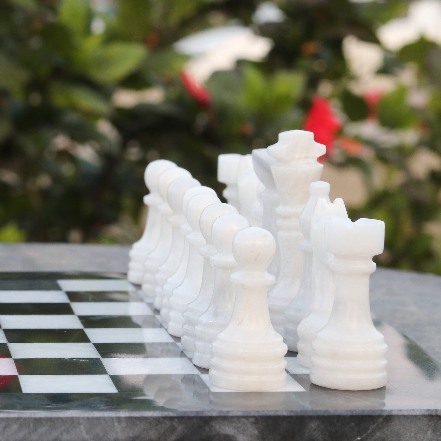 Elegant Onyx Marble Chess Set – Handcrafted Luxury Game Board - Black & White
