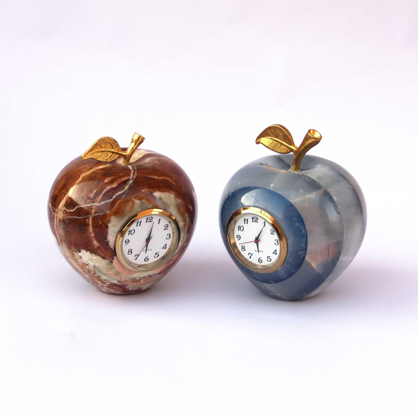 Luxury Onyx Marble Apple Clock – Handmade Decorative Desk Clock Luxury Stone, Office Decor , Livingroom Figurine