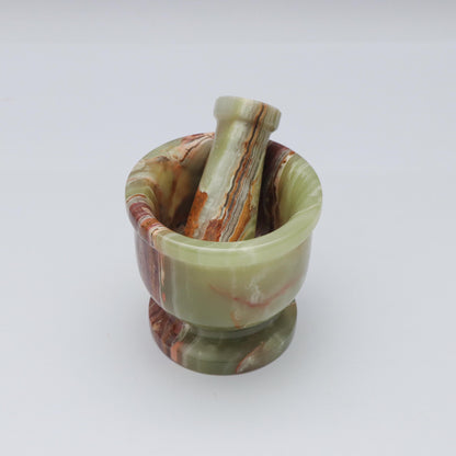 Handcrafted Onyx Green Marble Mortar and Pestle | Premium Kitchen & Herbal Grinding Set