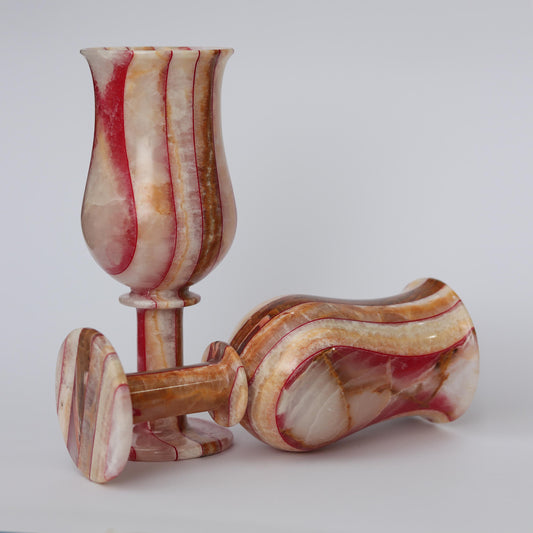 Handmade Onyx Red Marble Champagne Glass Set – Elegant & Unique – Set of 2