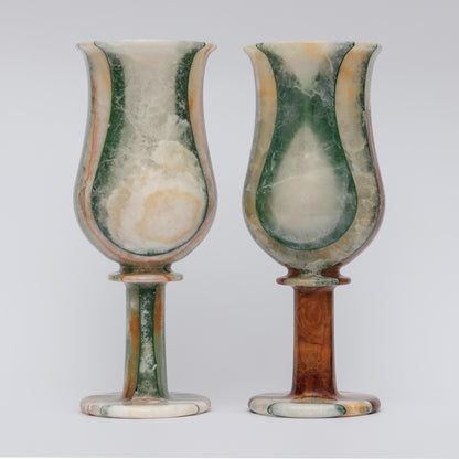 Handmade Onyx Red Marble Champagne Glass Set – Elegant & Unique – Set of 2