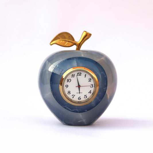 Luxury Onyx Marble Apple Clock – Handmade Decorative Desk Clock Luxury Stone, Office Decor , Livingroom Figurine