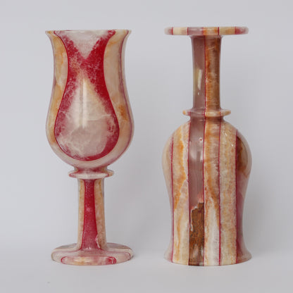 Handmade Onyx Red Marble Champagne Glass Set – Elegant & Unique – Set of 2