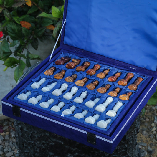 Elegant Onyx Marble Chess Set – Handcrafted Luxury Game Board - Brown & White