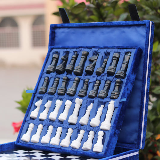 Elegant Onyx Marble Chess Set – Handcrafted Luxury Game Board - Black & White
