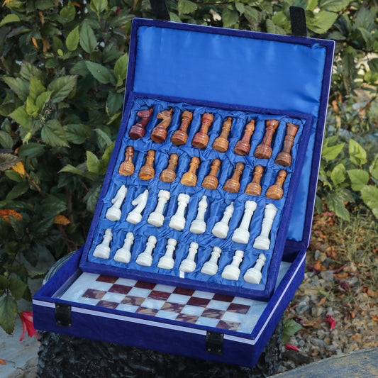 Elegant Onyx Marble Chess Set – Handcrafted Luxury Game Board - Brown & White