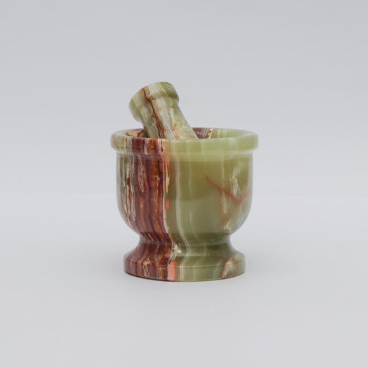 Handcrafted Onyx Green Marble Mortar and Pestle | Premium Kitchen & Herbal Grinding Set